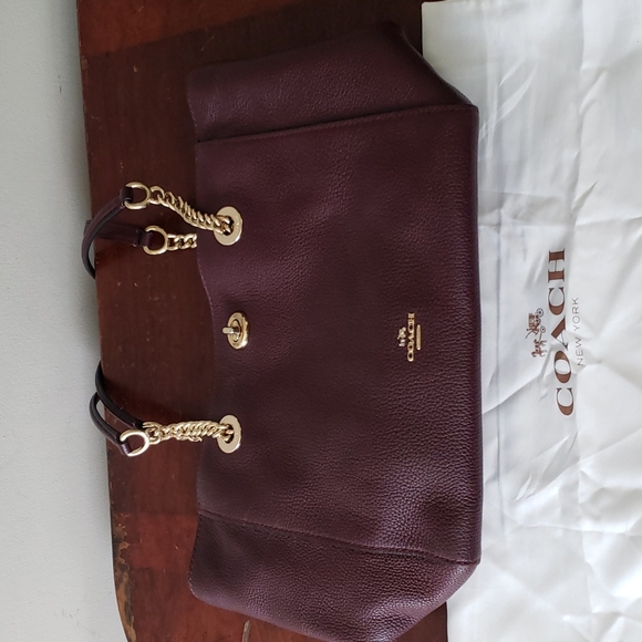 Coach Turnlock Tote Bag Ox Blood 57107 - Picture 1 of 14